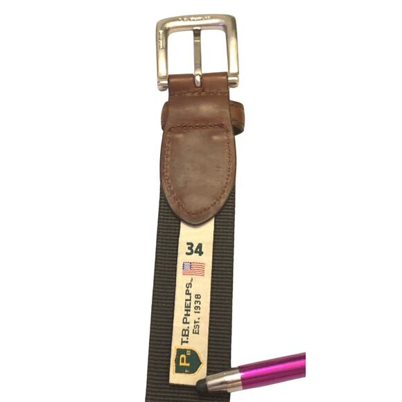 T.B.Phelps University of North Carolina Greensboro Mens Belt Nylon Leather Sz 34 - Picture 5 of 16